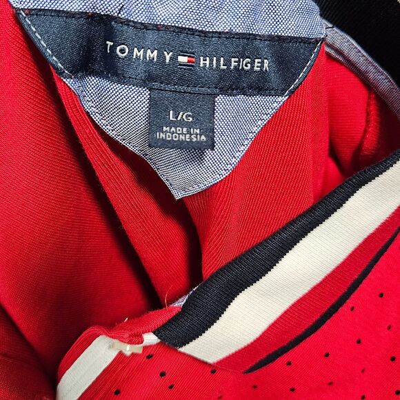 Tommy Hilfiger Red Polka Dot Polo Shirt Dress Preppy Patriotic Size Large - Picture 4 of 5